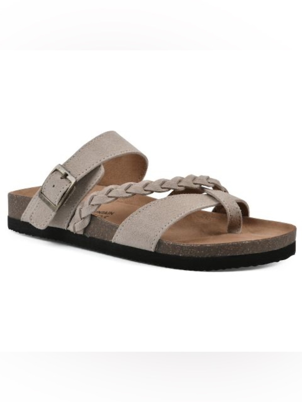 White Mountain Size 9 Women's Taupe Braided Strap Sandals Shoes Leather